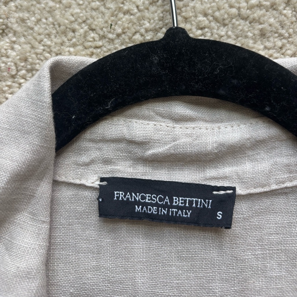 Francesca Bettini 100% Linen Tunic shirt Top Beige Made in Italy Size S - Picture 4 of 8